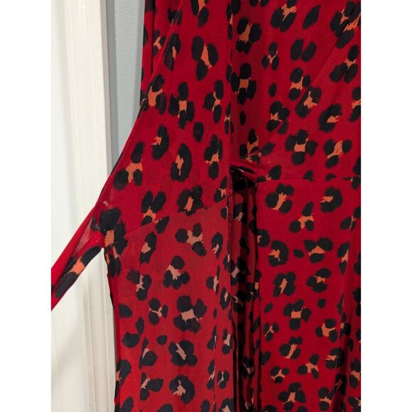Cabi Siren Wrap Dress Womens Sz M Red Black Leopard Print Layered Business - Picture 14 of 16